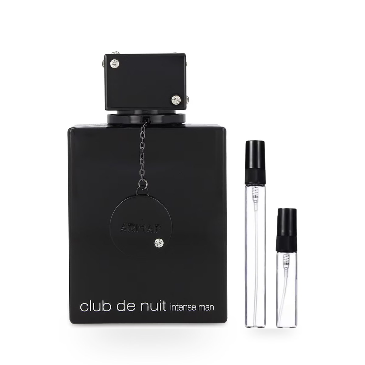 Club de Nuit Intense Man: frasco original con los decants de 10 ml y 5 ml